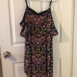 Black off the shoulder spaghetti strap dress